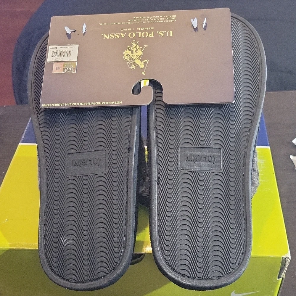 Polo Ralph Lauren Klarence Scuff Slippers "Black/Grey" M7/8 W8.5/9.5 NWT - Picture 6 of 6